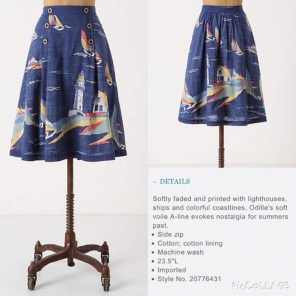 Anthropologie Odille Sailboat Skirt Sz 12